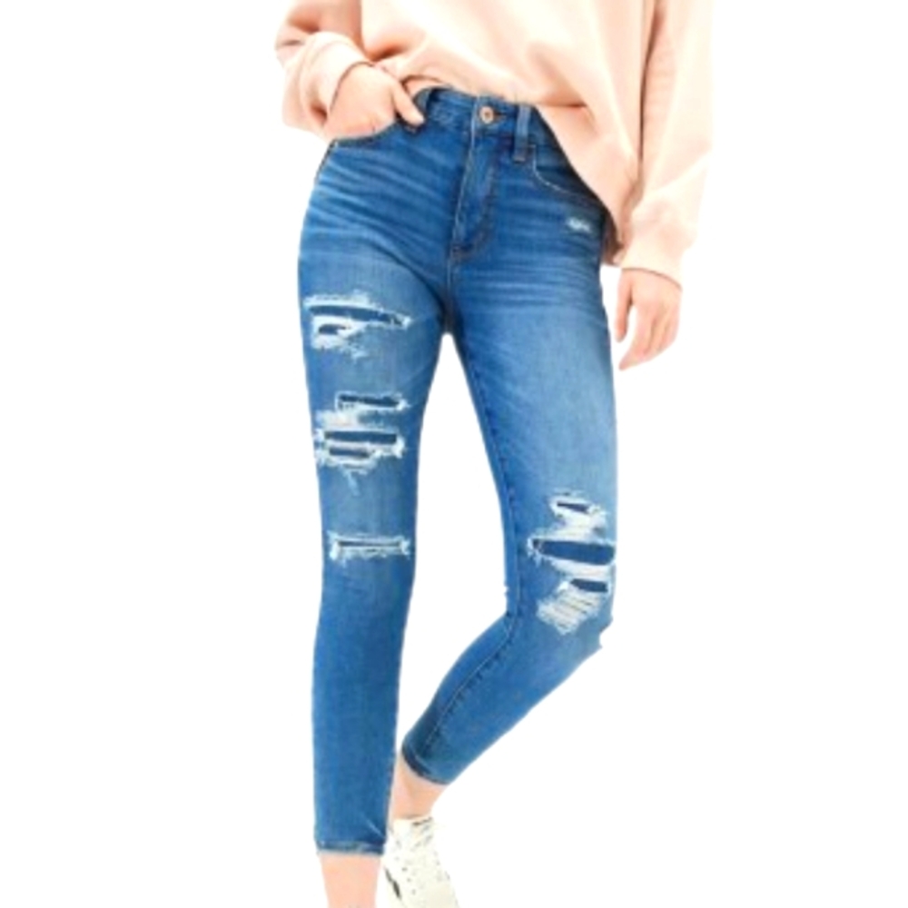 American Eagle Dream Patched Hi Rise Crop Jeggings Sz 20 Long
